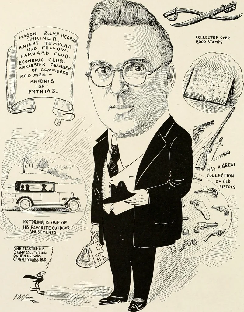 An illustration from Men of Worcester in caricature ;, 1917, leaf 239