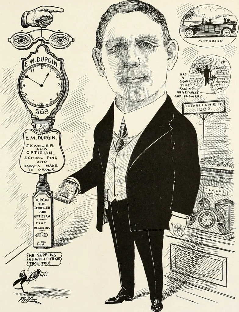 An illustration from Men of Worcester in caricature ;, 1917, leaf 240