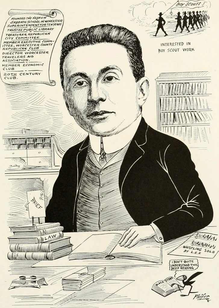 An illustration from Men of Worcester in caricature ;, 1917, leaf 242