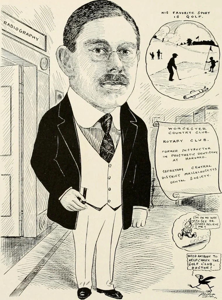 An illustration from Men of Worcester in caricature ;, 1917, leaf 243