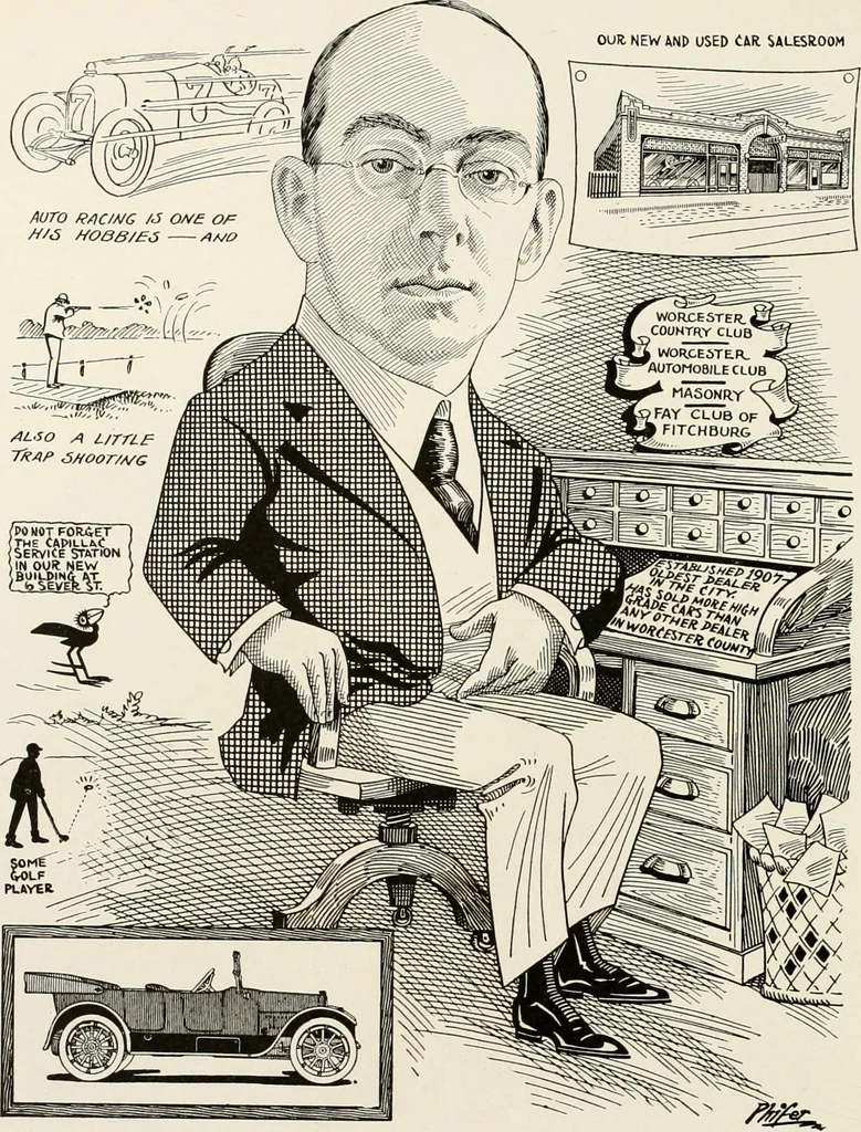 An illustration from Men of Worcester in caricature ;, 1917, leaf 245