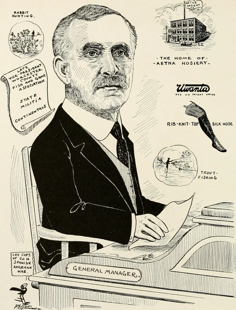 An illustration from Men of Worcester in caricature ;, 1917, leaf 251