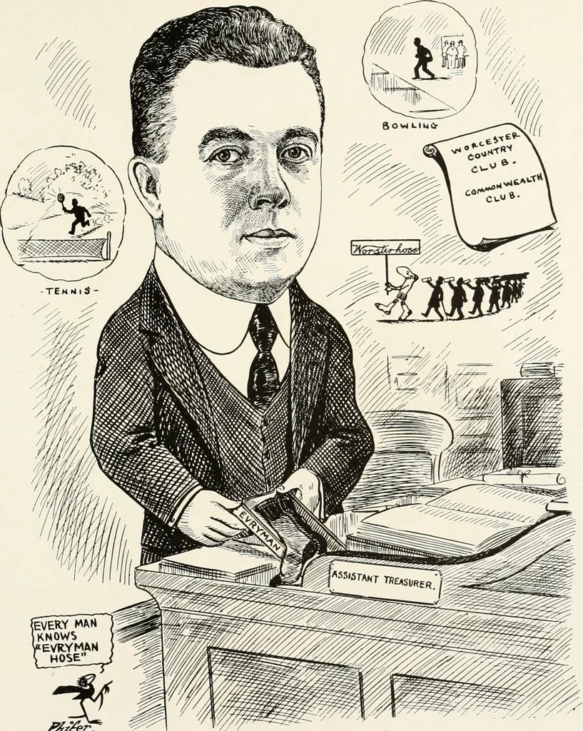 An illustration from Men of Worcester in caricature ;, 1917, leaf 252