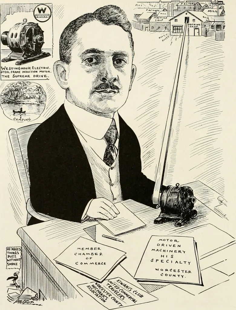 An illustration from Men of Worcester in caricature ;, 1917, leaf 253