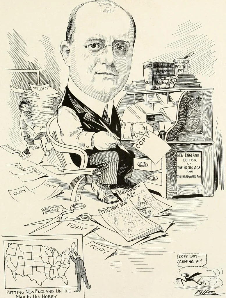 An illustration from Men of Worcester in caricature ;, 1917, leaf 256