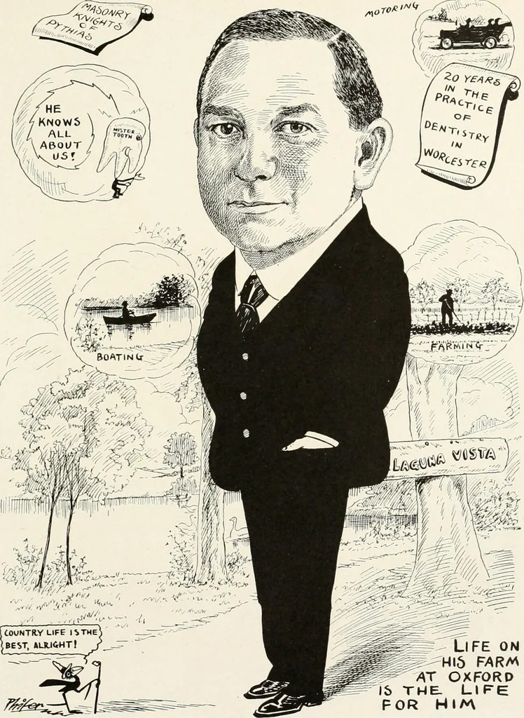 An illustration from Men of Worcester in caricature ;, 1917, leaf 260