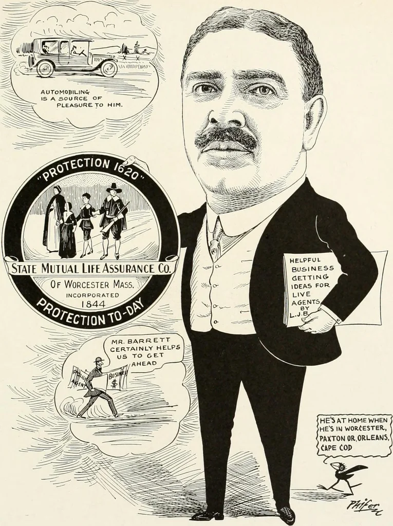 An illustration from Men of Worcester in caricature ;, 1917, leaf 266