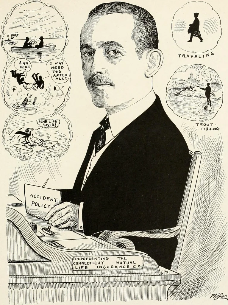 An illustration from Men of Worcester in caricature ;, 1917, leaf 268