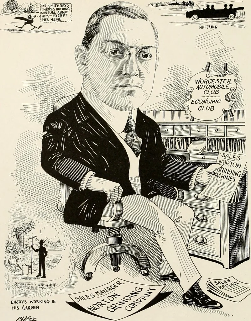 An illustration from Men of Worcester in caricature ;, 1917, leaf 27