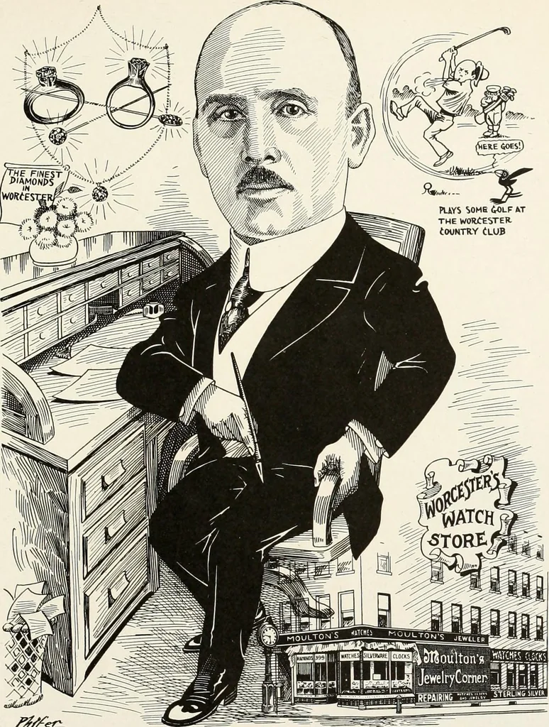 An illustration from Men of Worcester in caricature ;, 1917, leaf 270