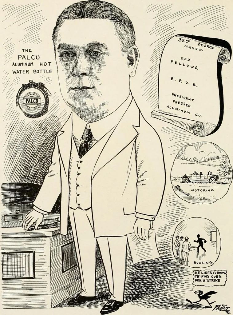 An illustration from Men of Worcester in caricature ;, 1917, leaf 279