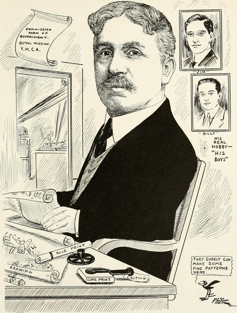 An illustration from Men of Worcester in caricature ;, 1917, leaf 280