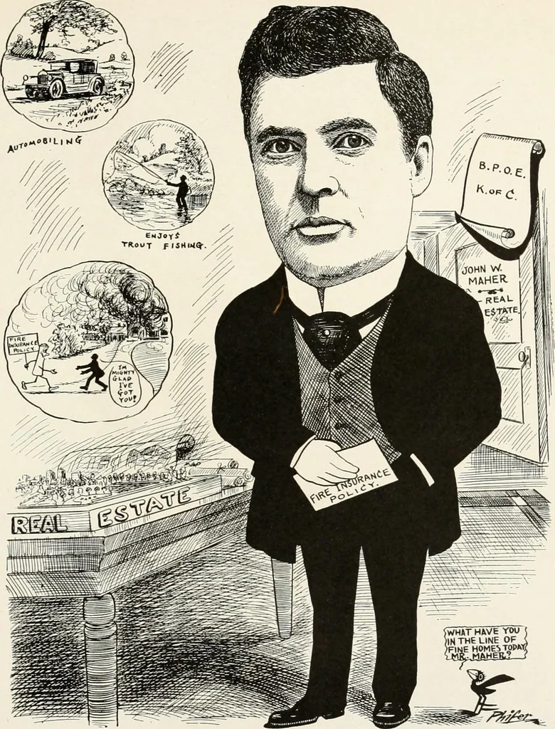 An illustration from Men of Worcester in caricature ;, 1917, leaf 284