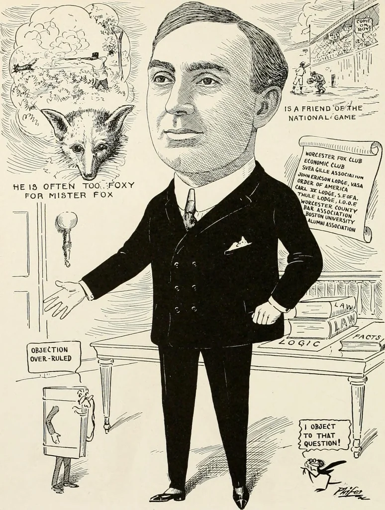 An illustration from Men of Worcester in caricature ;, 1917, leaf 285