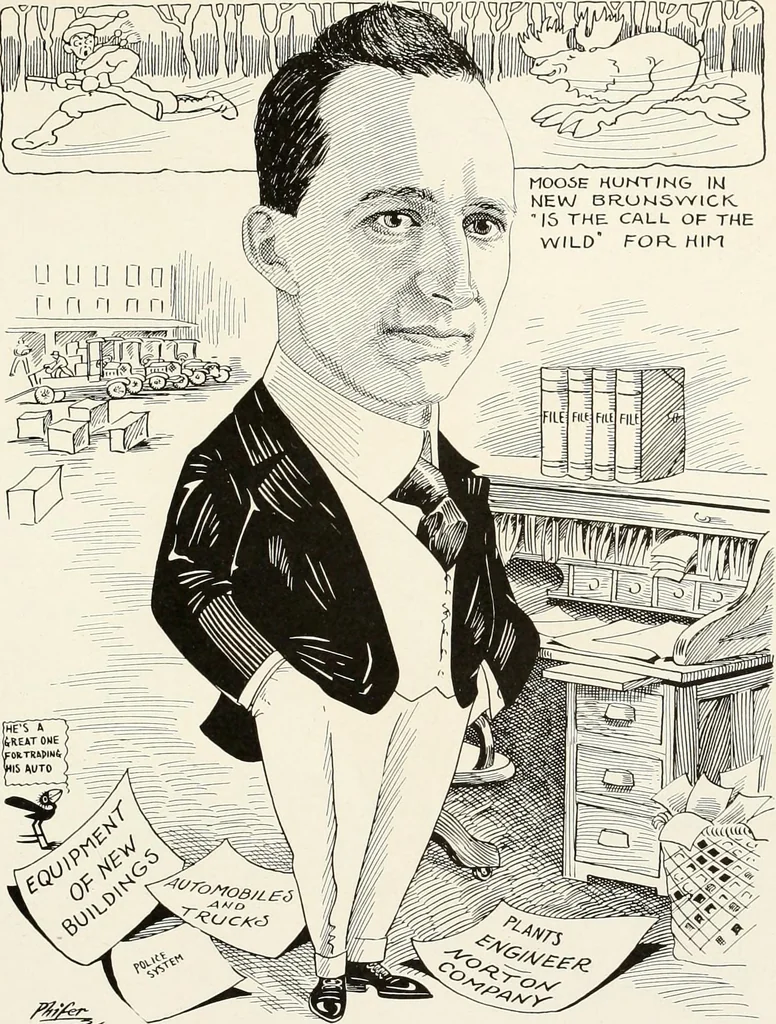 An illustration from Men of Worcester in caricature ;, 1917, leaf 32