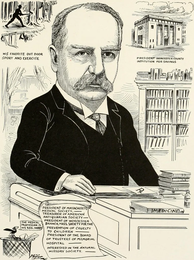 An illustration from Men of Worcester in caricature ;, 1917, leaf 40