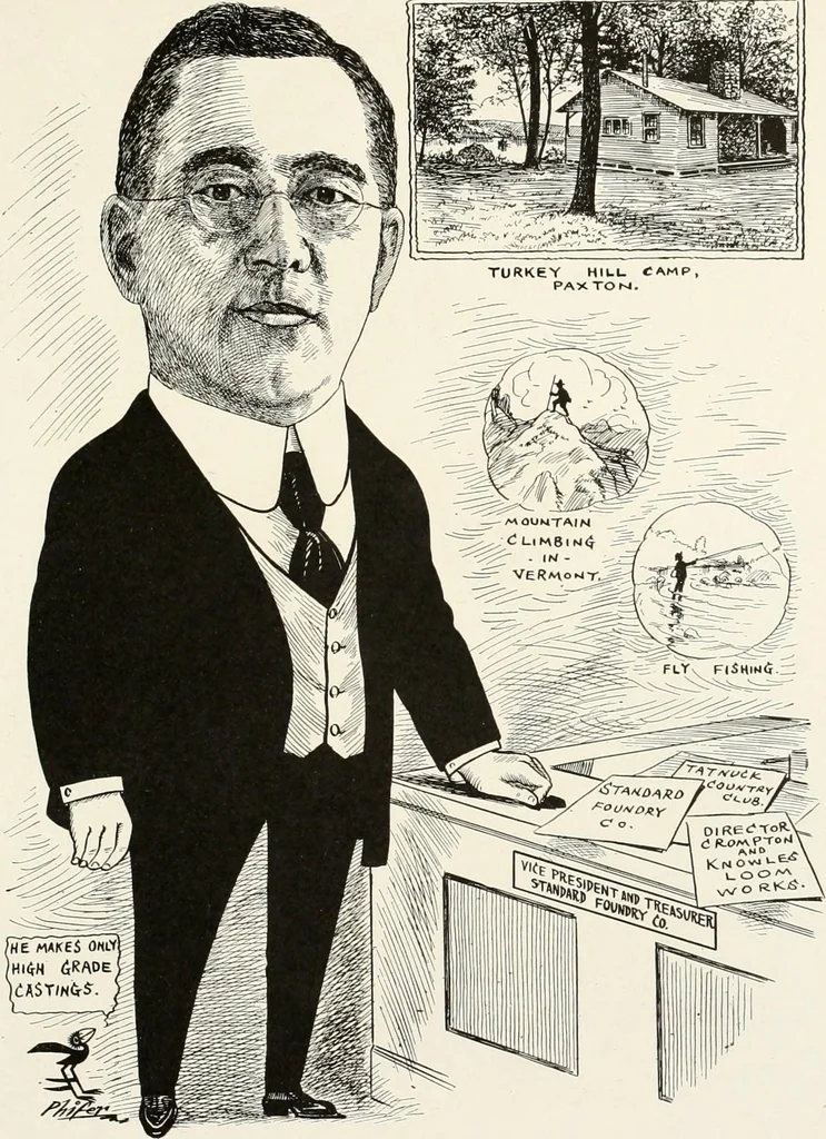 An illustration from Men of Worcester in caricature ;, 1917, leaf 48