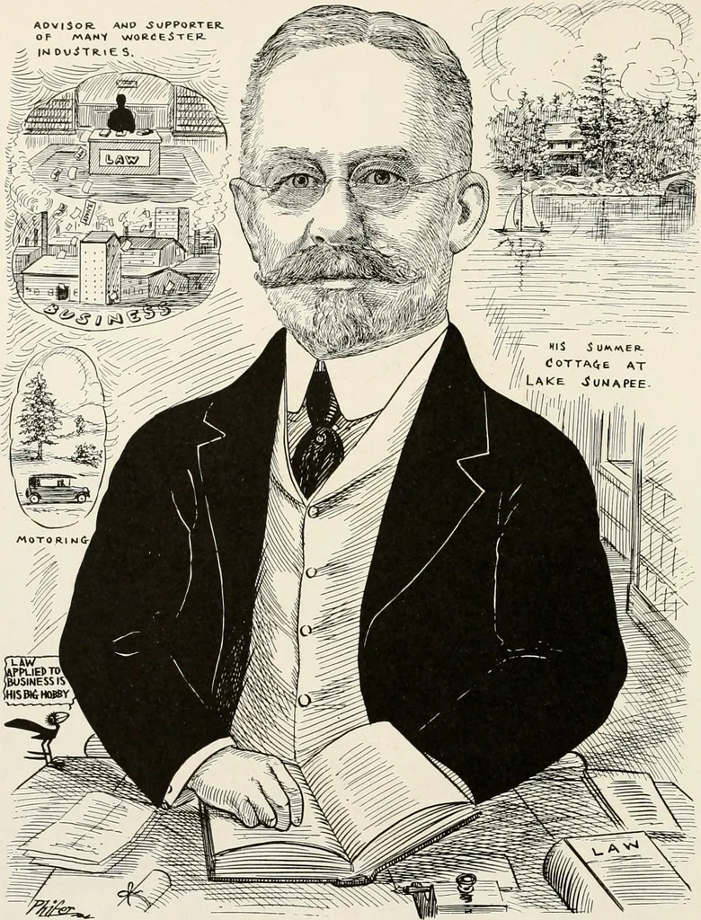 An illustration from Men of Worcester in caricature ;, 1917, leaf 49