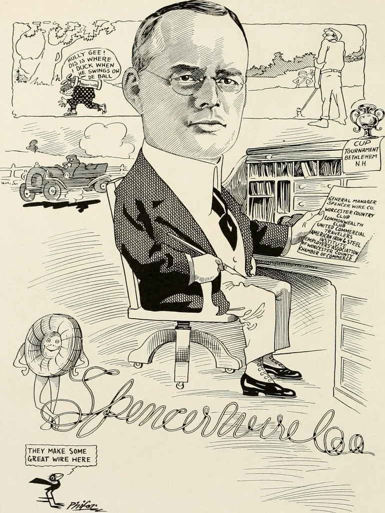 An illustration from Men of Worcester in caricature ;, 1917, leaf 51