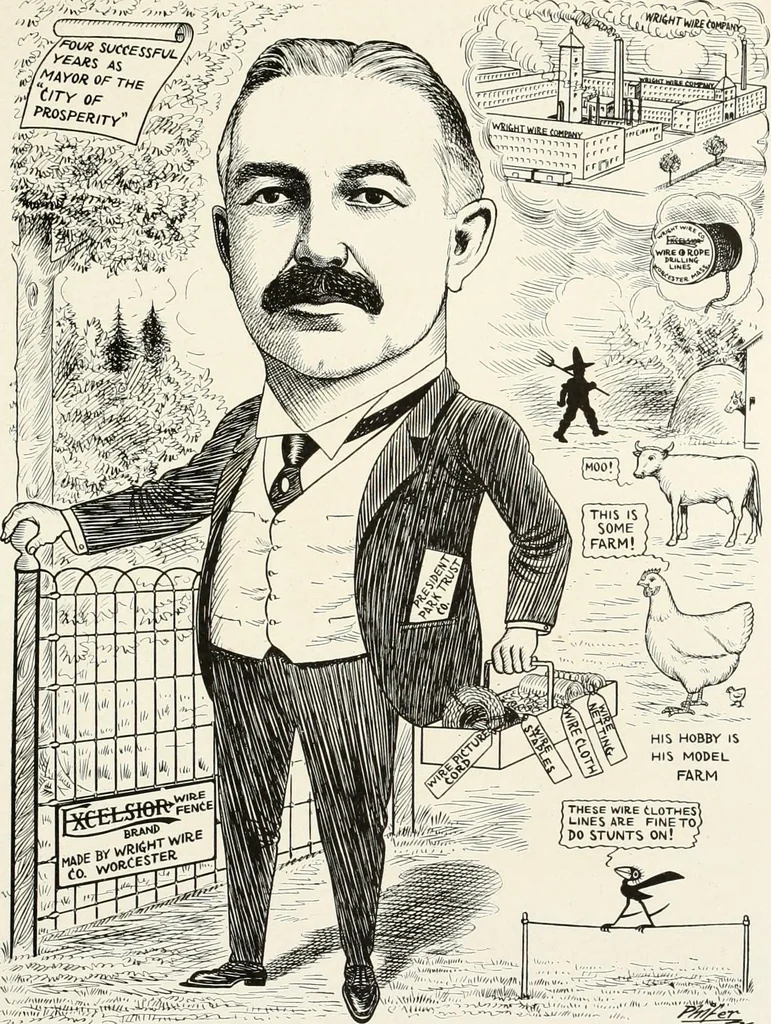 An illustration from Men of Worcester in caricature ;, 1917, leaf 56