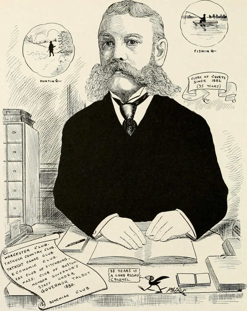 An illustration from Men of Worcester in caricature ;, 1917, leaf 67