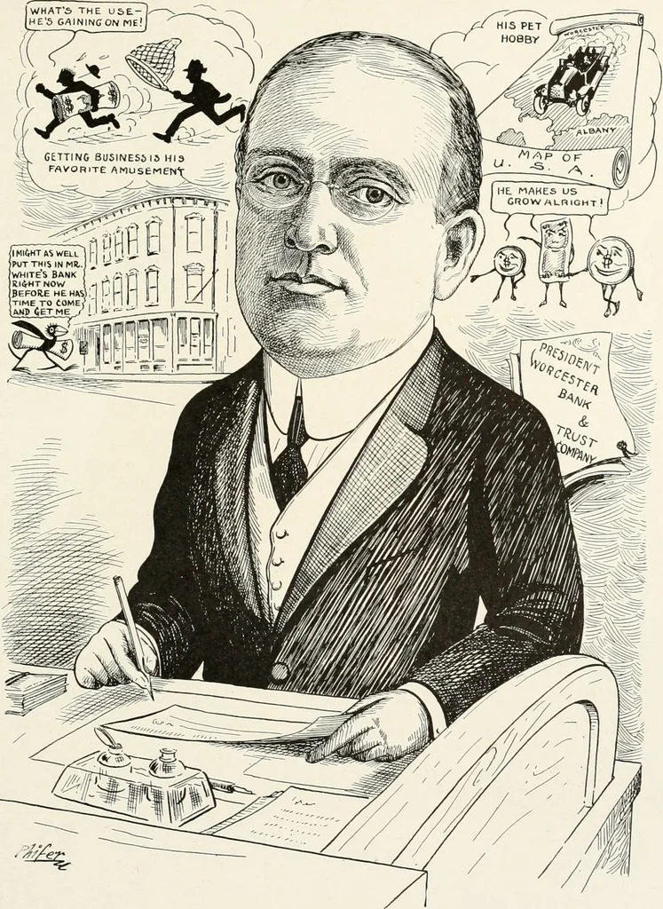 An illustration from Men of Worcester in caricature ;, 1917, leaf 68