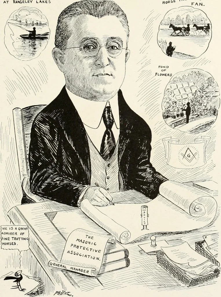 An illustration from Men of Worcester in caricature ;, 1917, leaf 72