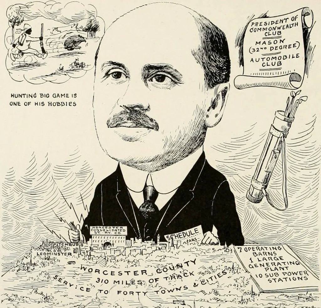 An illustration from Men of Worcester in caricature ;, 1917, leaf 79