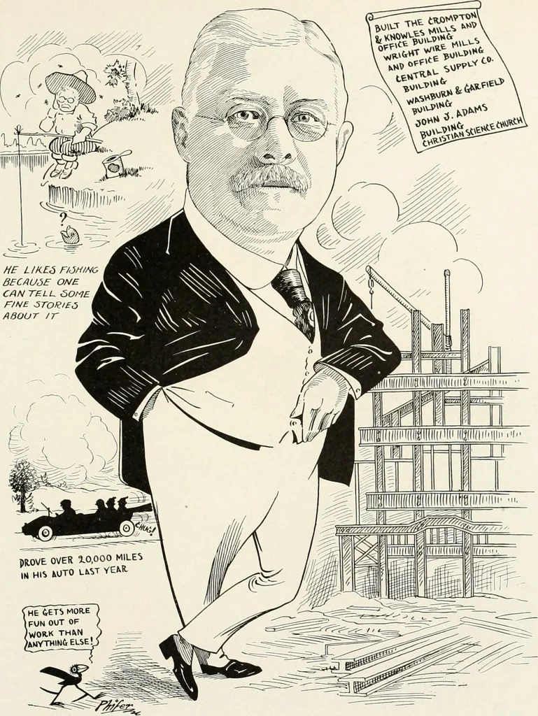 An illustration from Men of Worcester in caricature ;, 1917, leaf 80