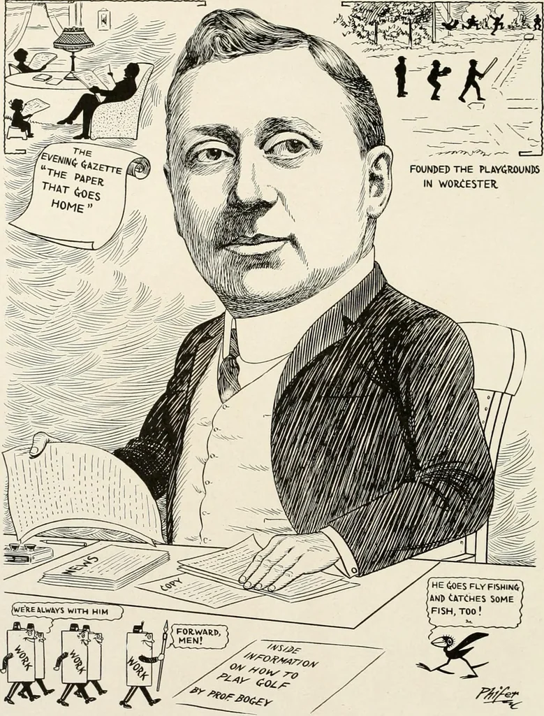 An illustration from Men of Worcester in caricature ;, 1917, leaf 83