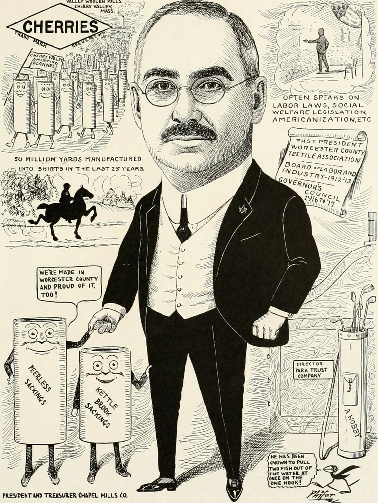 An illustration from Men of Worcester in caricature ;, 1917, leaf 84