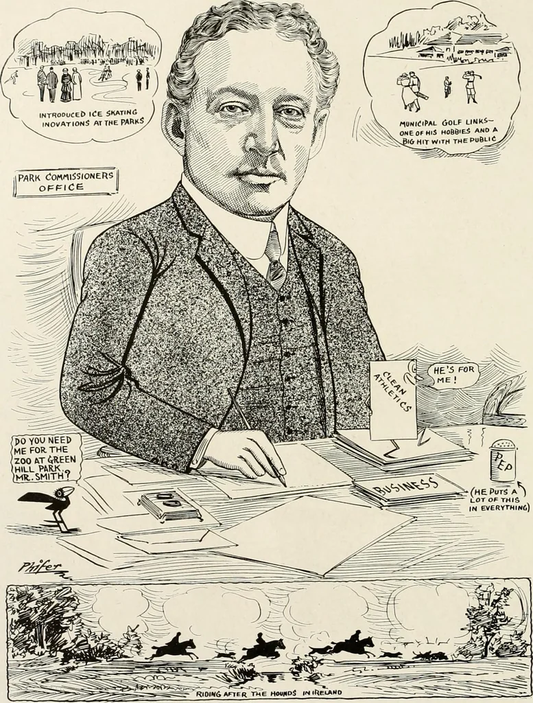 An illustration from Men of Worcester in caricature ;, 1917, leaf 85