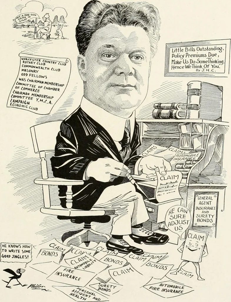 An illustration from Men of Worcester in caricature ;, 1917, leaf 86