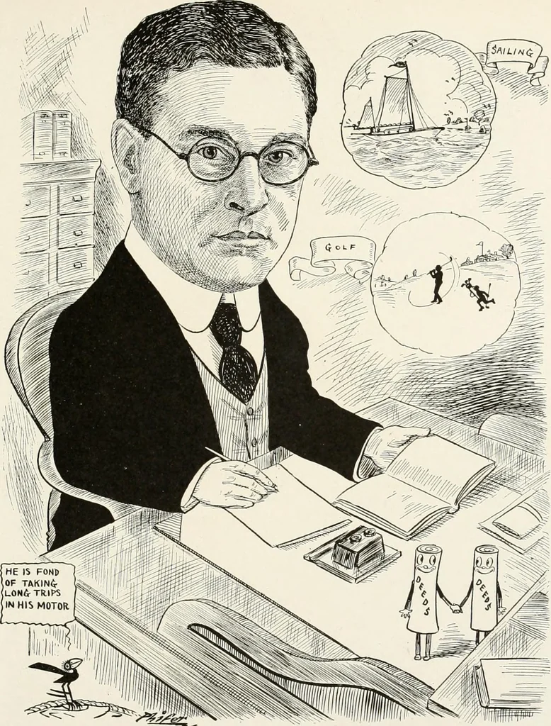 An illustration from Men of Worcester in caricature ;, 1917, leaf 94