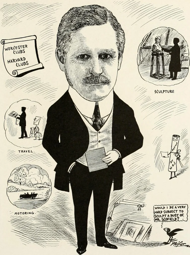 An illustration from Men of Worcester in caricature ;, 1917, leaf 96