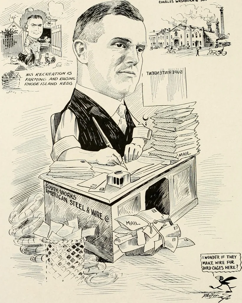 An illustration from Men of Worcester in caricature ;, 1917, leaf 99