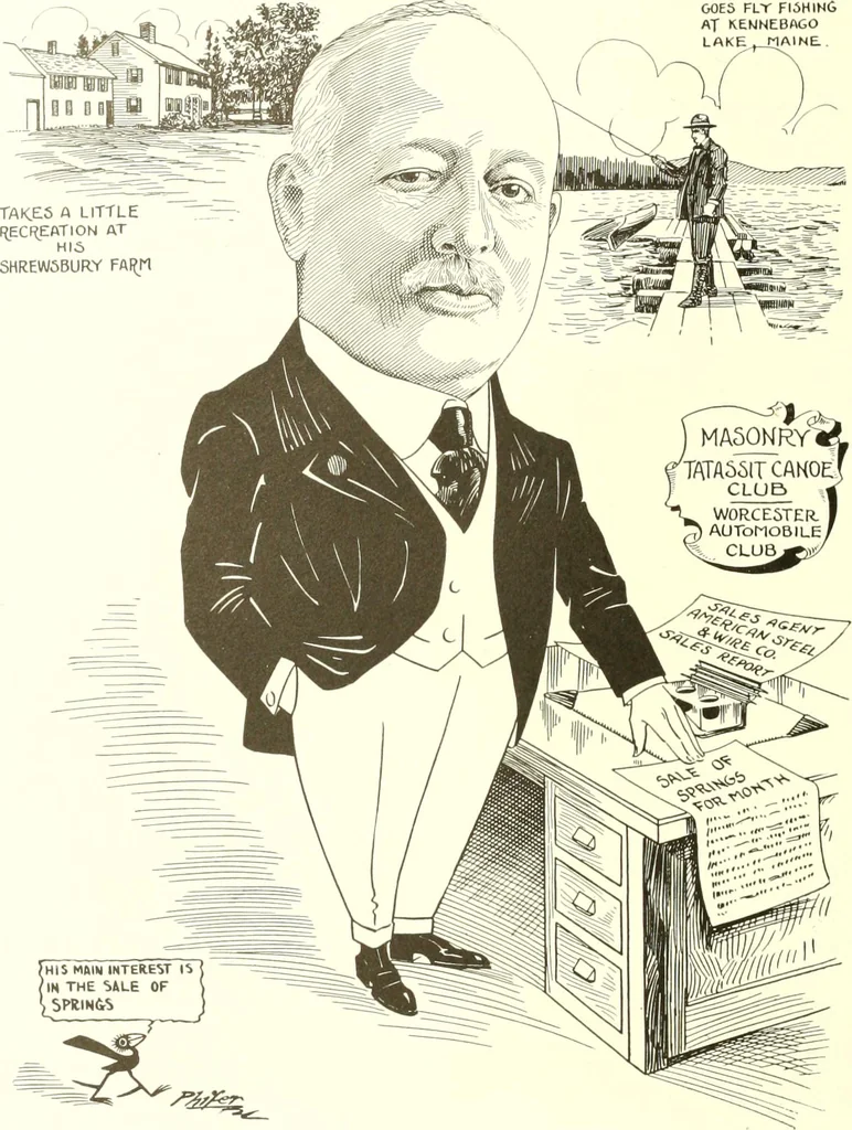 An illustration from Men of Worcester in caricature ;, 1917, leaf 101