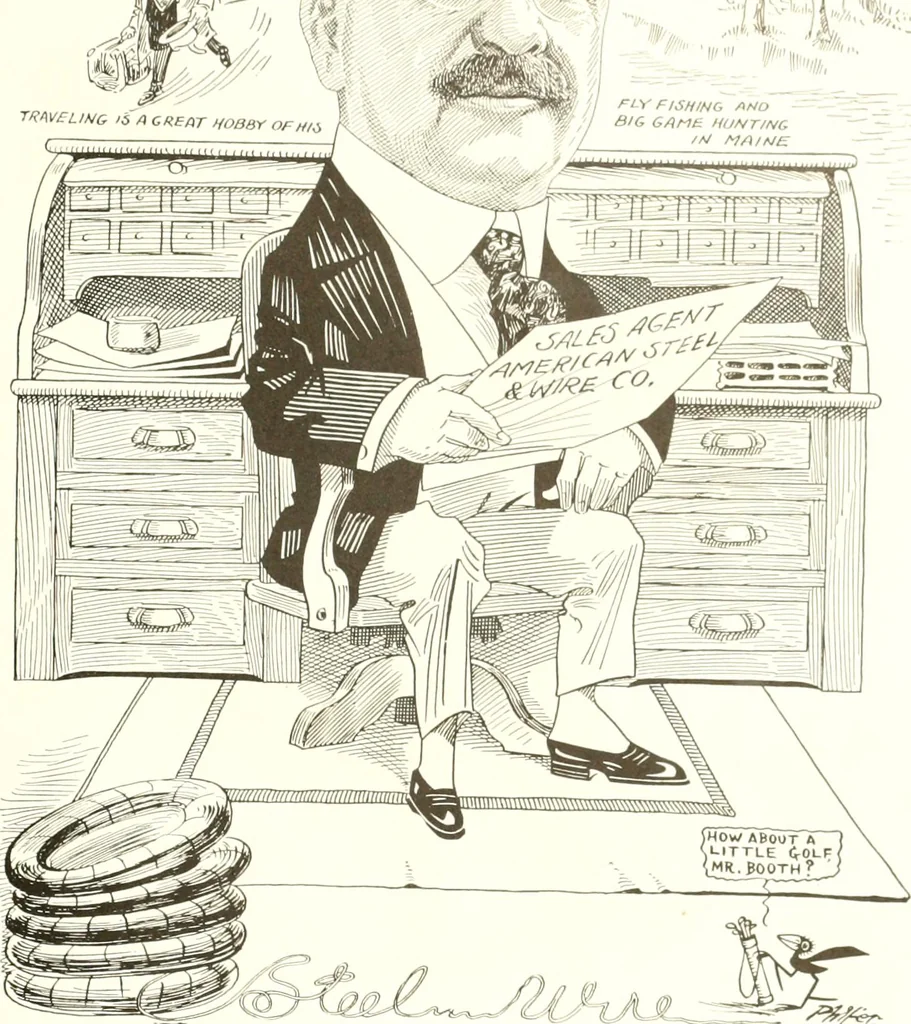 An illustration from Men of Worcester in caricature ;, 1917, leaf 104