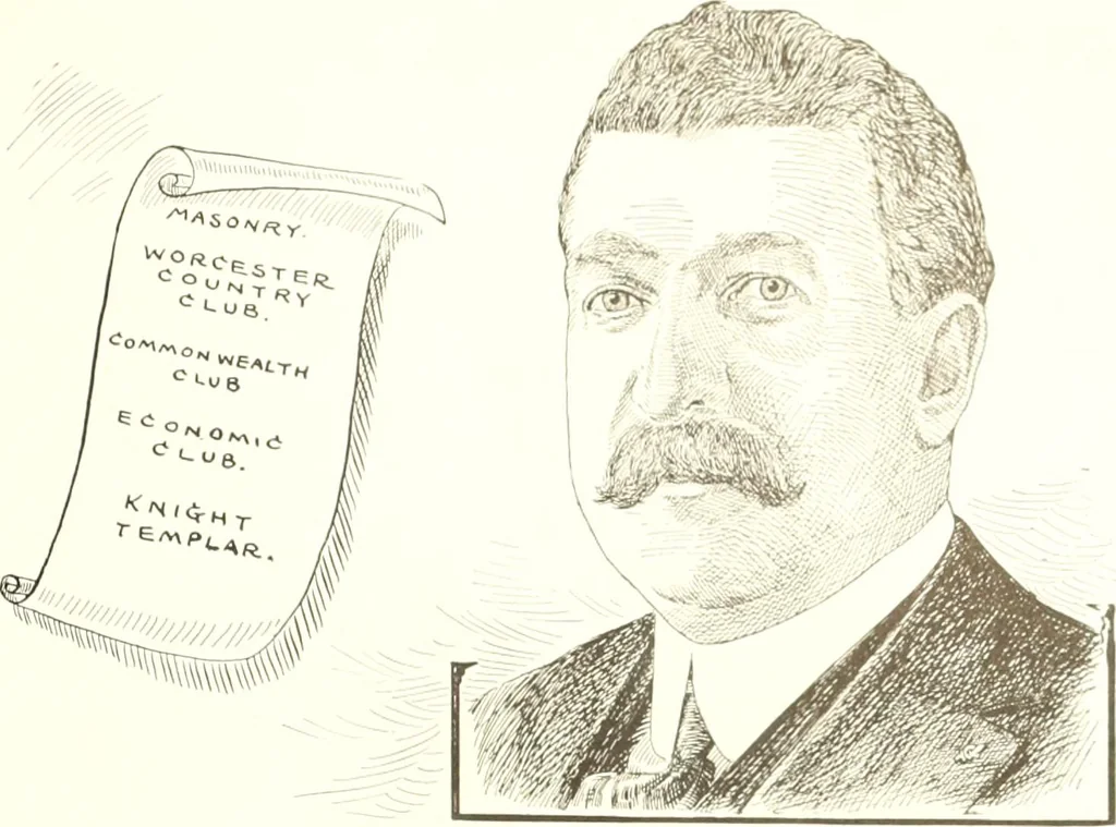 An illustration from Men of Worcester in caricature ;, 1917, leaf 108