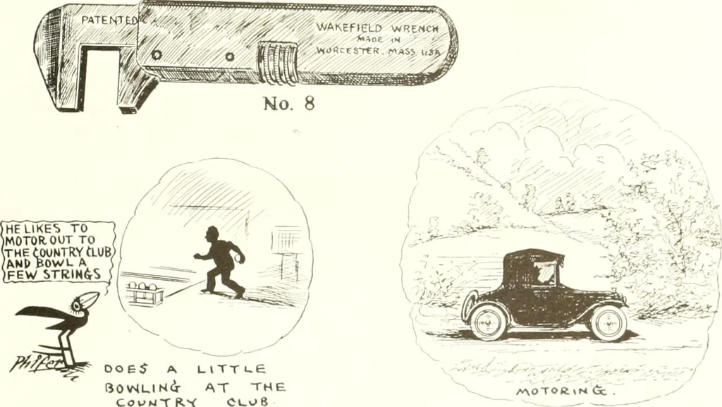 An illustration from Men of Worcester in caricature ;, 1917, leaf 108