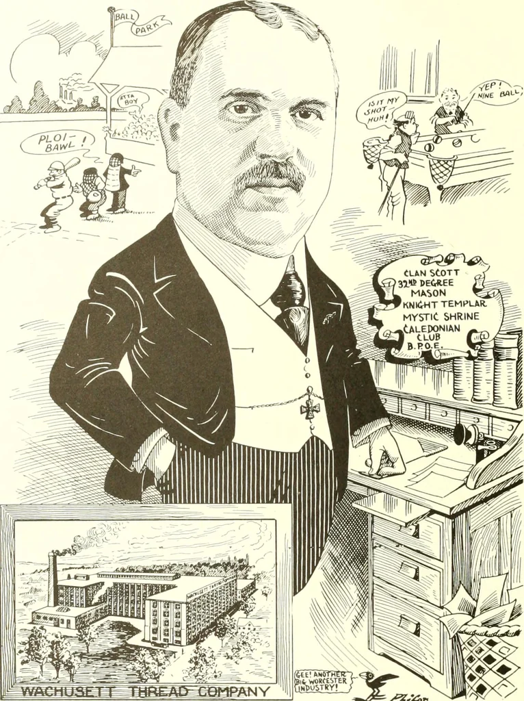 An illustration from Men of Worcester in caricature ;, 1917, leaf 109