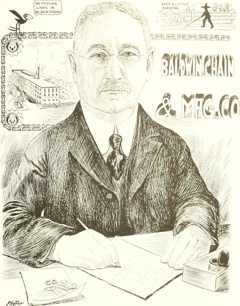 An illustration from Men of Worcester in caricature ;, 1917, leaf 110
