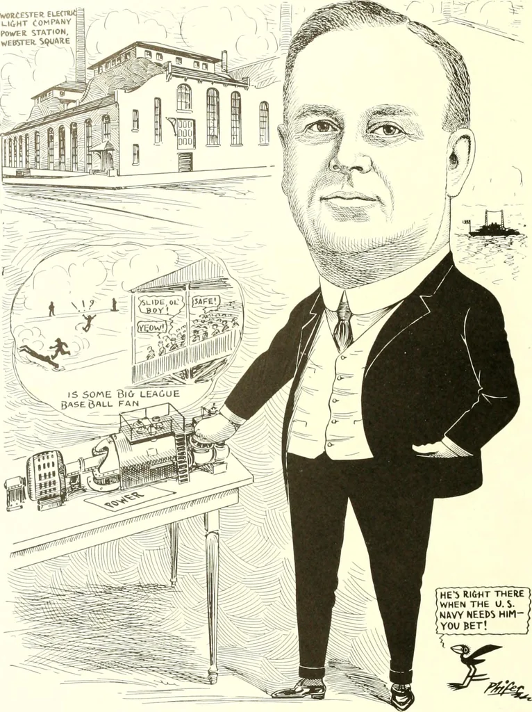 An illustration from Men of Worcester in caricature ;, 1917, leaf 117