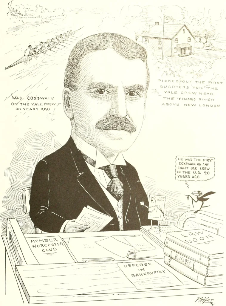 An illustration from Men of Worcester in caricature ;, 1917, leaf 120