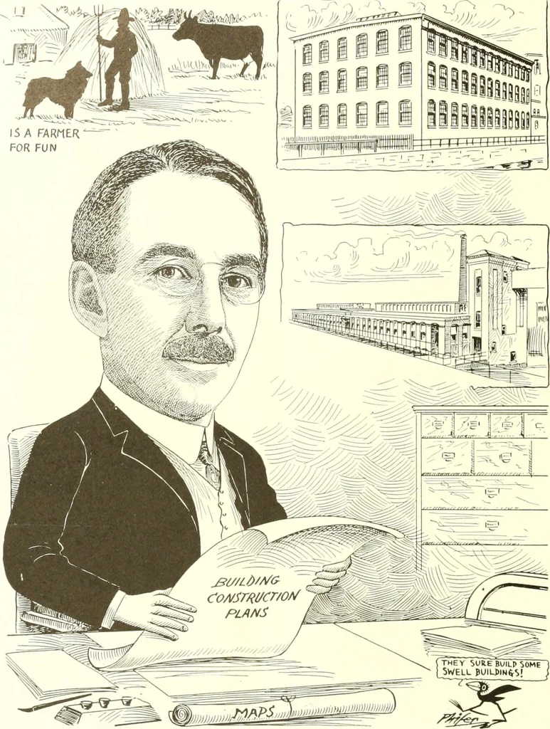 An illustration from Men of Worcester in caricature ;, 1917, leaf 125