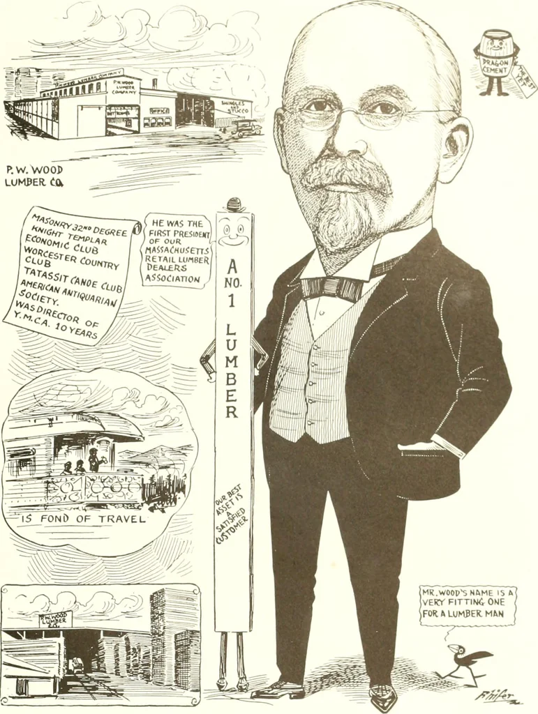 An illustration from Men of Worcester in caricature ;, 1917, leaf 126
