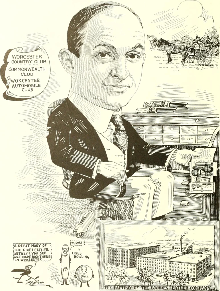 An illustration from Men of Worcester in caricature ;, 1917, leaf 127