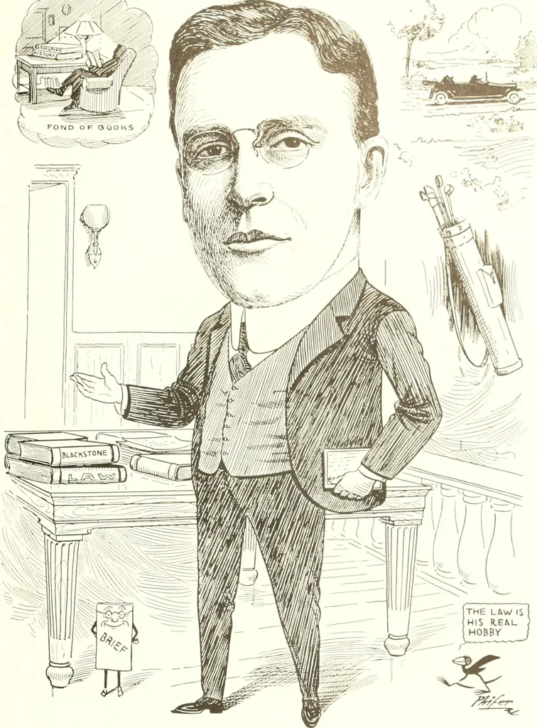 An illustration from Men of Worcester in caricature ;, 1917, leaf 130