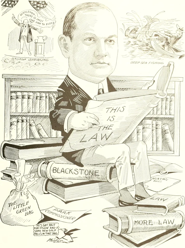 An illustration from Men of Worcester in caricature ;, 1917, leaf 134