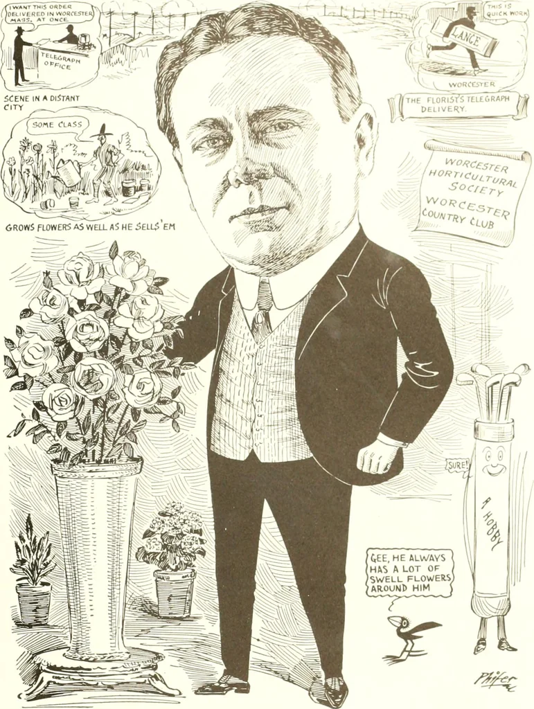 An illustration from Men of Worcester in caricature ;, 1917, leaf 138